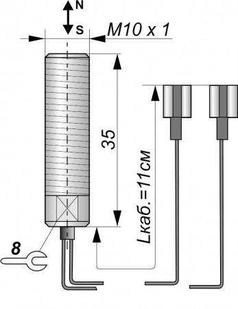 Датчик бесконтактный герконовый DG10MFDA-CD-NO-C-T1/0,11-SS